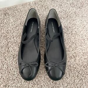 Stuart Weitzman Gabby Black Nappa Leather Mary Jane Ballet Flats Black Women 9B